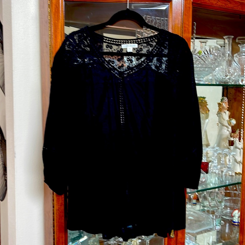 Black lace accented top